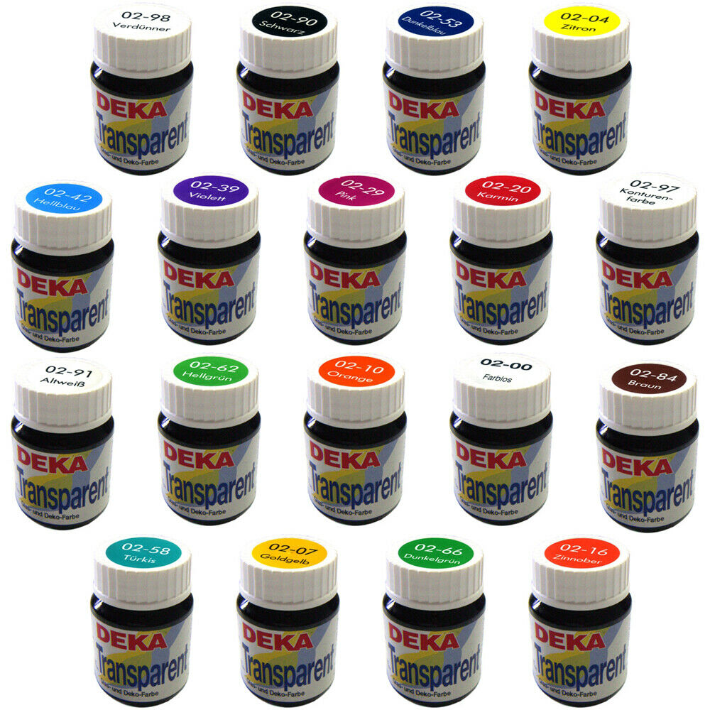 Deka Transparent  Glasfarbe Lösungsmittelbasis 25 Ml - 15 Farben Zur Auswahl -